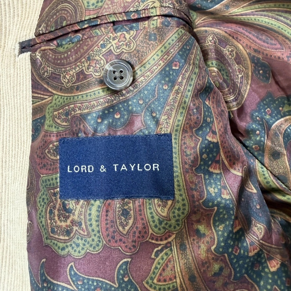 Vintage Lauren Ralph Lauren Corduroy Blazer 43 Regular Light Brown Tan 2 Button - Picture 6 of 10